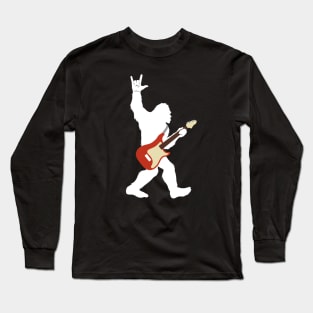 Bigfoot Rock and Roll Funny Sasquatch Believers Guitar Long Sleeve T-Shirt